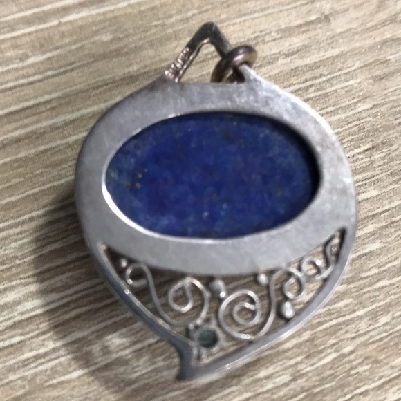 Vintage Lapis Lazuli Silver Pendent - Picture 2 of 5